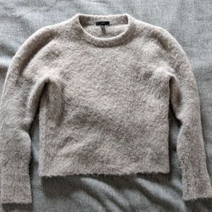 J Crew Fuzzy Crewneck Puff-sleeve sweater